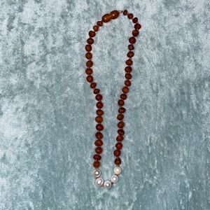 Amber and pearl necklace